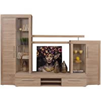 Homely - Mueble de salón Modular Menorca Mueble TV y vitrinas Color Roble Sonoma de 296 cm